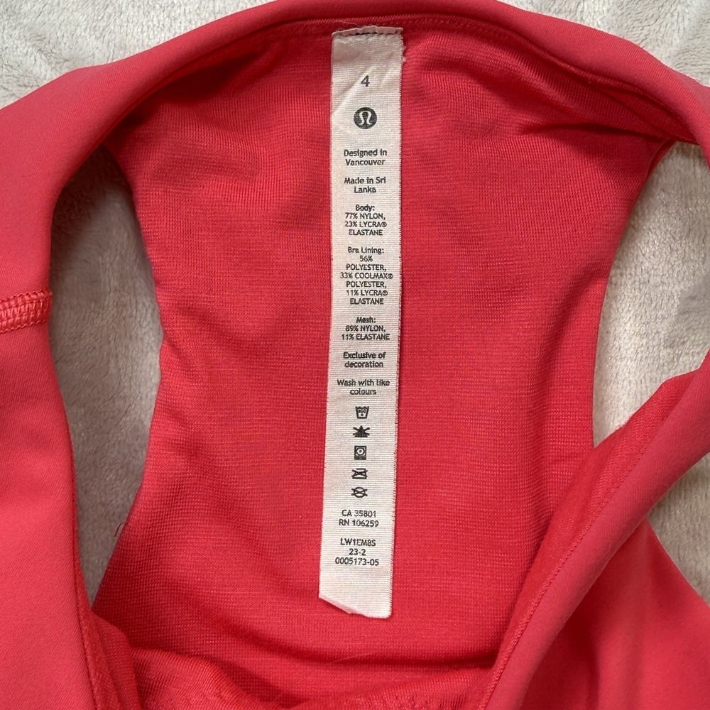 LULULEMON Wunder Train Racerback Tank Crop Top WASHED MAUVE Padded Bra Pink SZ 4 - Picture 2 of 8